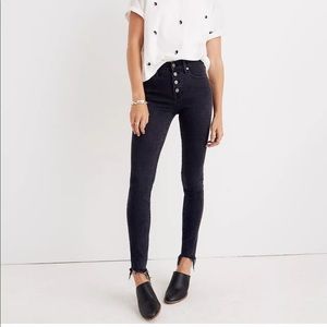 Madewell high rise skinny jeans with raw hem